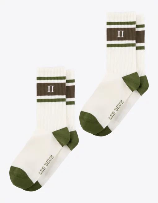 Les Deux William Stripe 2-Pack Socks Offwhite/Vineyard Green