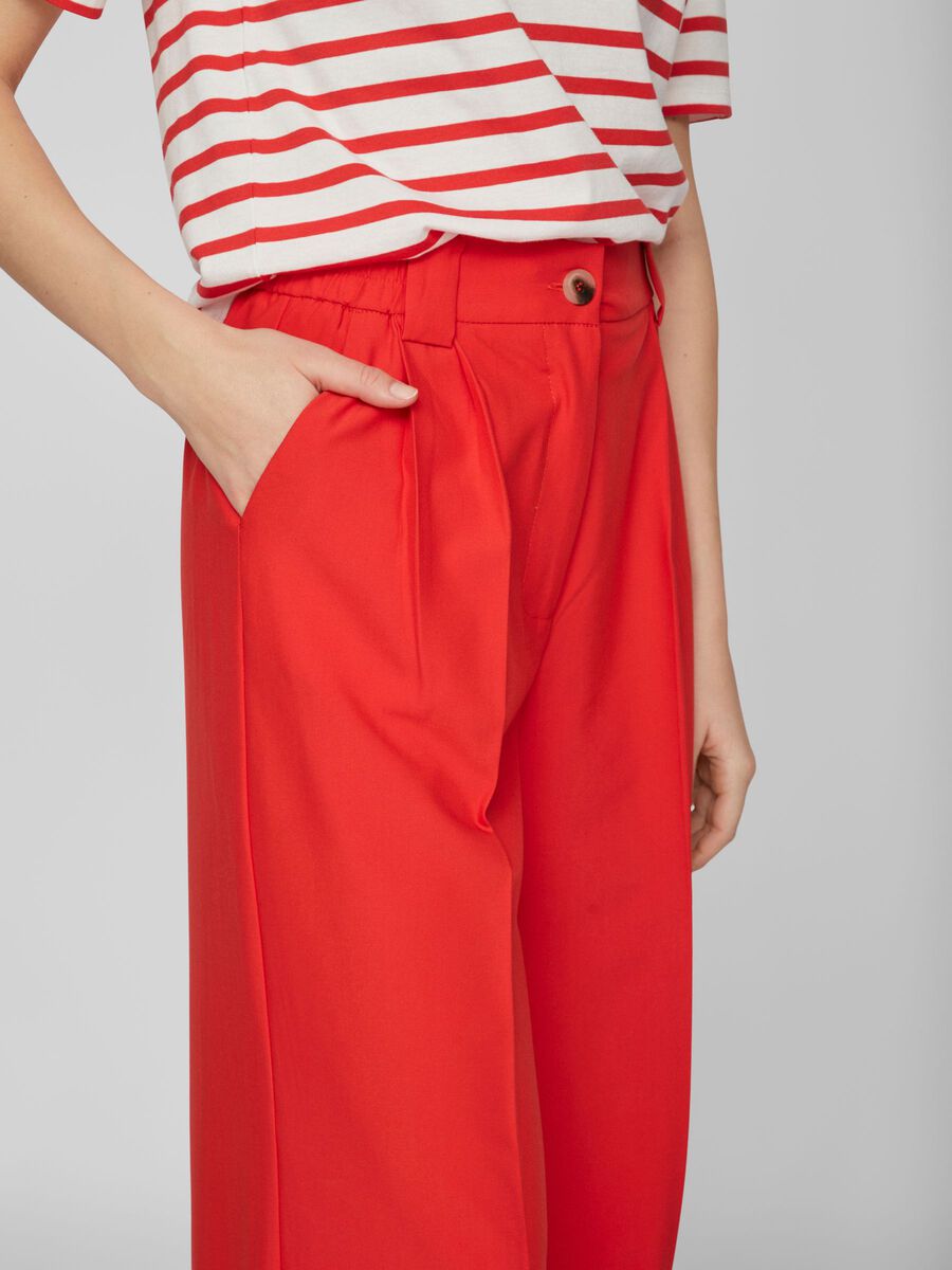 Buy Vila Fine Wide Pants Flame Scarlett - Scandinavian Fashion Store