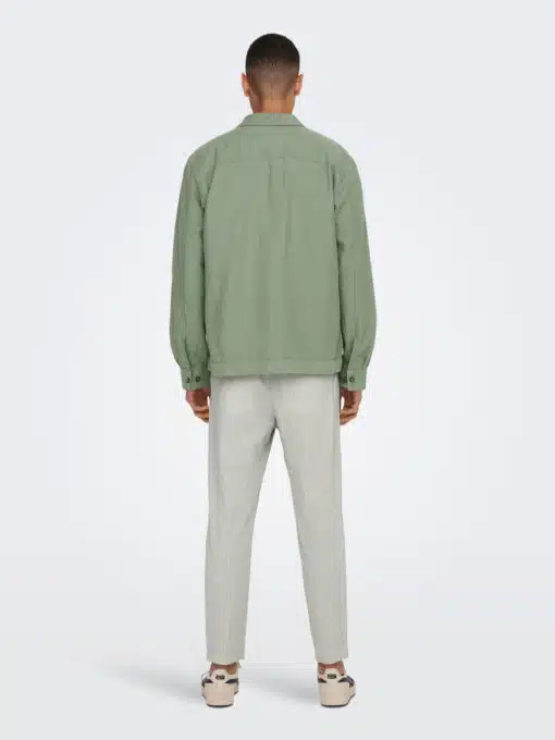 Only & Sons Kennet Linen Overshirt Green