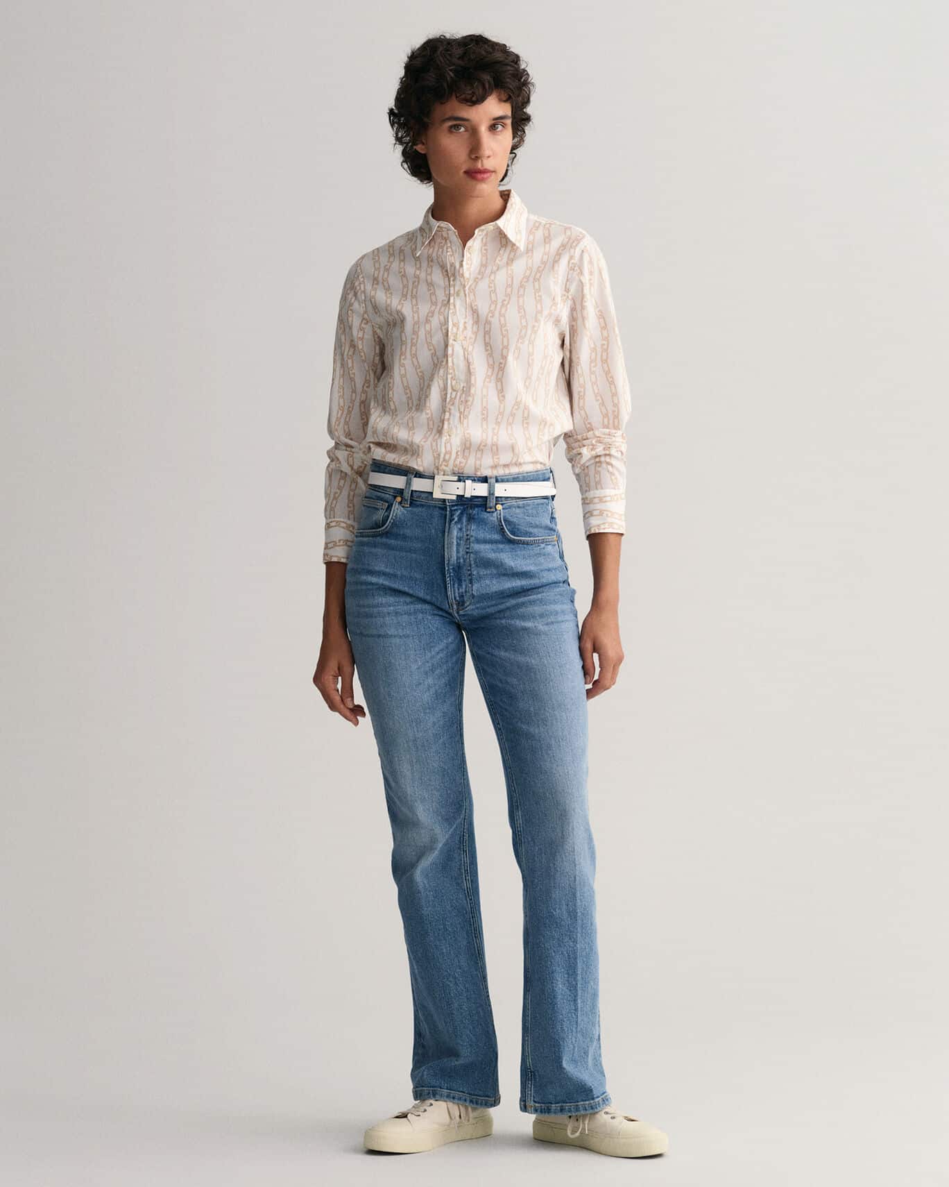 Buy Gant Woman Chain Print Cotton Voile Shirt Eggshell