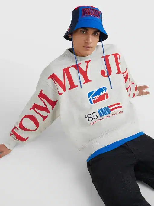 Tommy Jeans Comfort Fit Logo Sweatshirt Silver Grey Htr