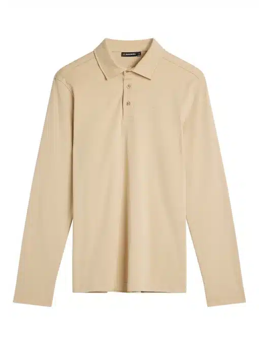 J.Lindeberg Asher Long Sleeve Polo Shirt Safari Beige