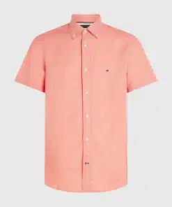 Tommy Hilfiger Regular Fit Linen Shirt Peach Dusk