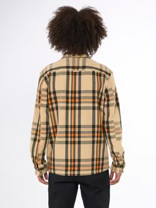 Knowledge Cotton Apparel Heavy Flannel Checkered Overshirt Green Check