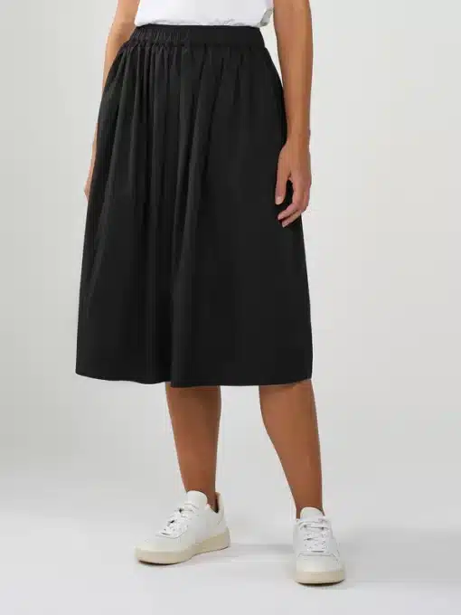 Knowledge Cotton Apparel Poplin Elastic Waist Skirt Black Jet