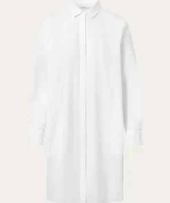 Knowledge Cotton apparel Poplin Dropped Shoulder Shirt Dress Bright White