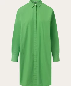 Knowledge Cotton apparel Poplin Dropped Shoulder Shirt Dress Vibrant Green