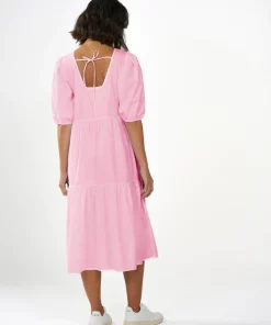 Knowledge Cotton Apparel Puff Sleeve Poplin Dress Parfait Pink