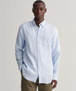 Gant Regular Fit Linen Shirt Capri Blue