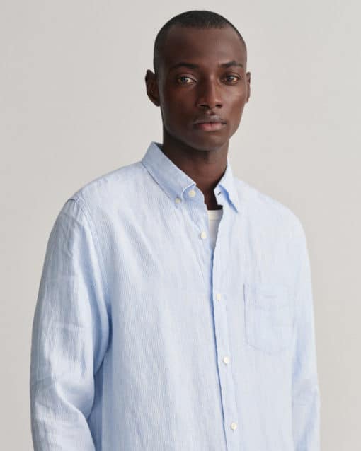 Gant Regular Fit Linen Shirt Capri Blue