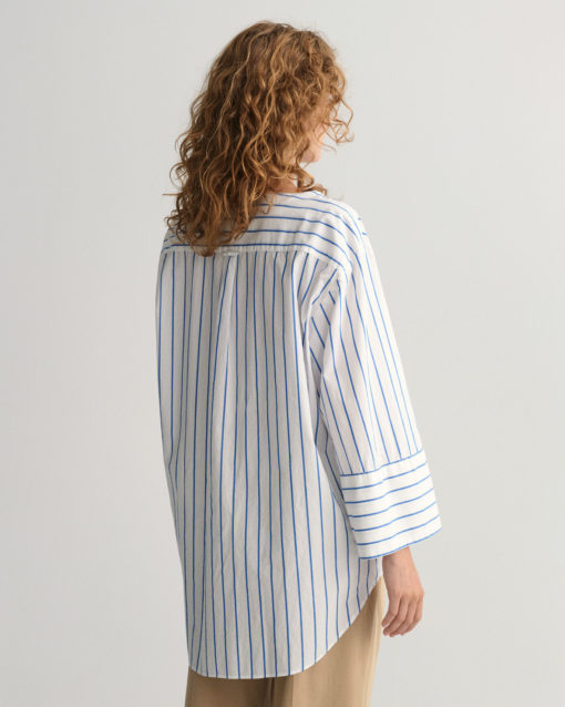 gant Woman Relaxed Pop-Over Striped Shirt White
