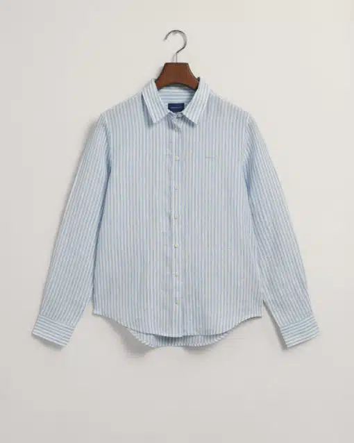Gant Woman Regular Fit Linen Stripe Shirt Gentle Blue