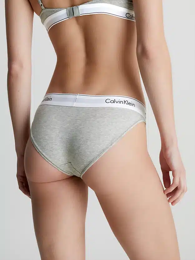 Calvin Klein Underwear 2-Pack Bikini Panties, Peach/Grey Heather, Medium 