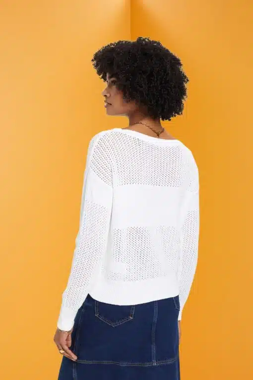 Esprit Pointelle Sweater White