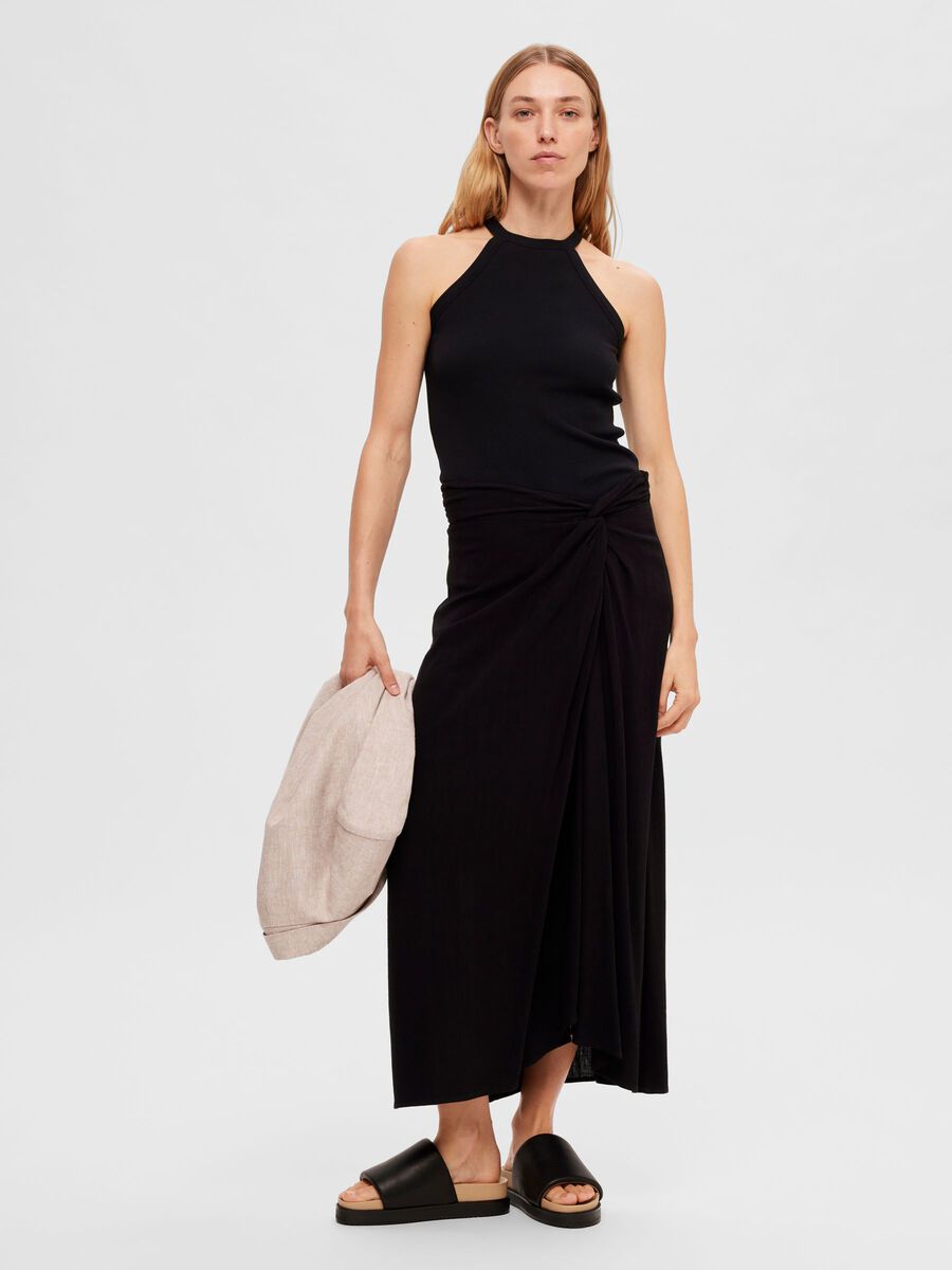 Buy Selected Femme Evita Knotted Ankle Skirt Black - Scandinavian ...
