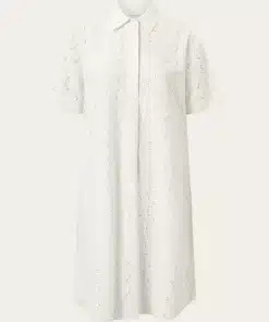 Knowledge Cotton Apparel A-Shape Broderi Anglaise Dress Egret