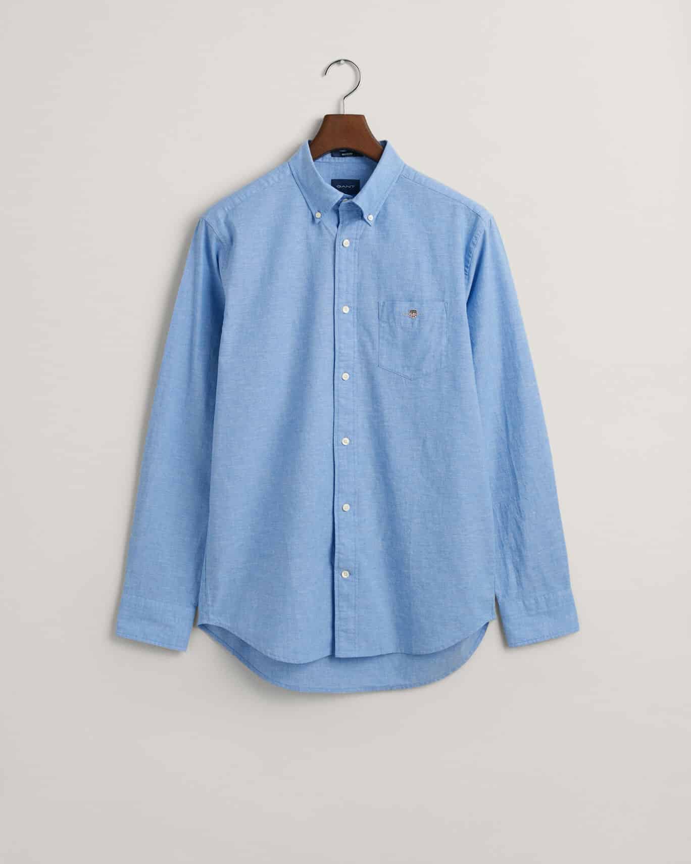 Buy Gant Regular Cotton Linen Shirt Day Blue - Scandinavian Fashion Store