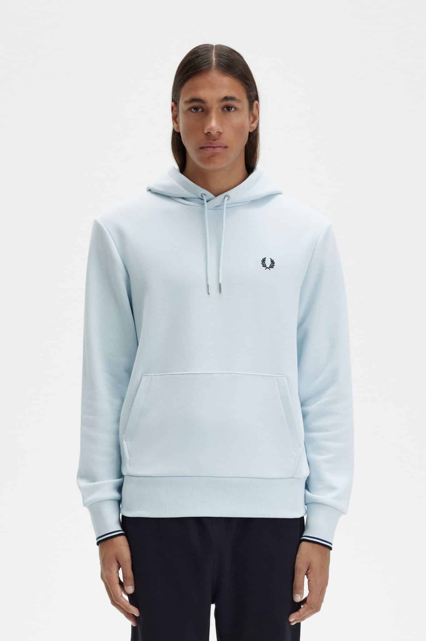 Buy Fred Perry Tipped Hooded Sweatshirt Light Ice - Scandinavian ...