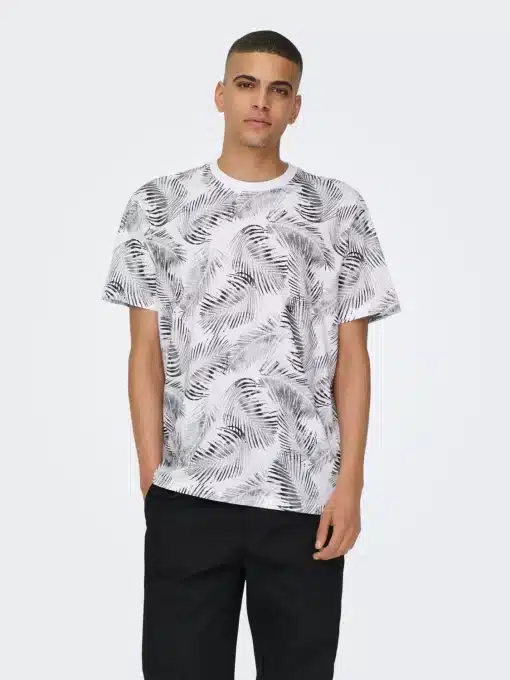 Only & Sons Perry Life Leaf T-shirt Bright White