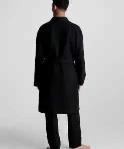 Calvin Klein Waffle Cotton Robe Black