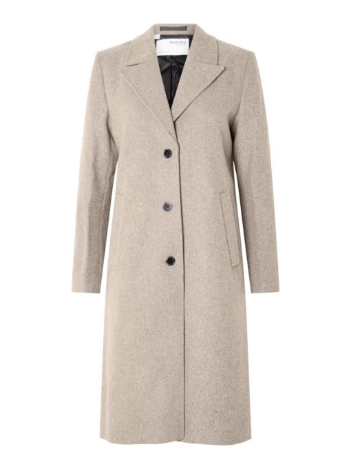 Buy Selected Femme Alma Wool Coat Sandshell - Scandinavian Fashion Store