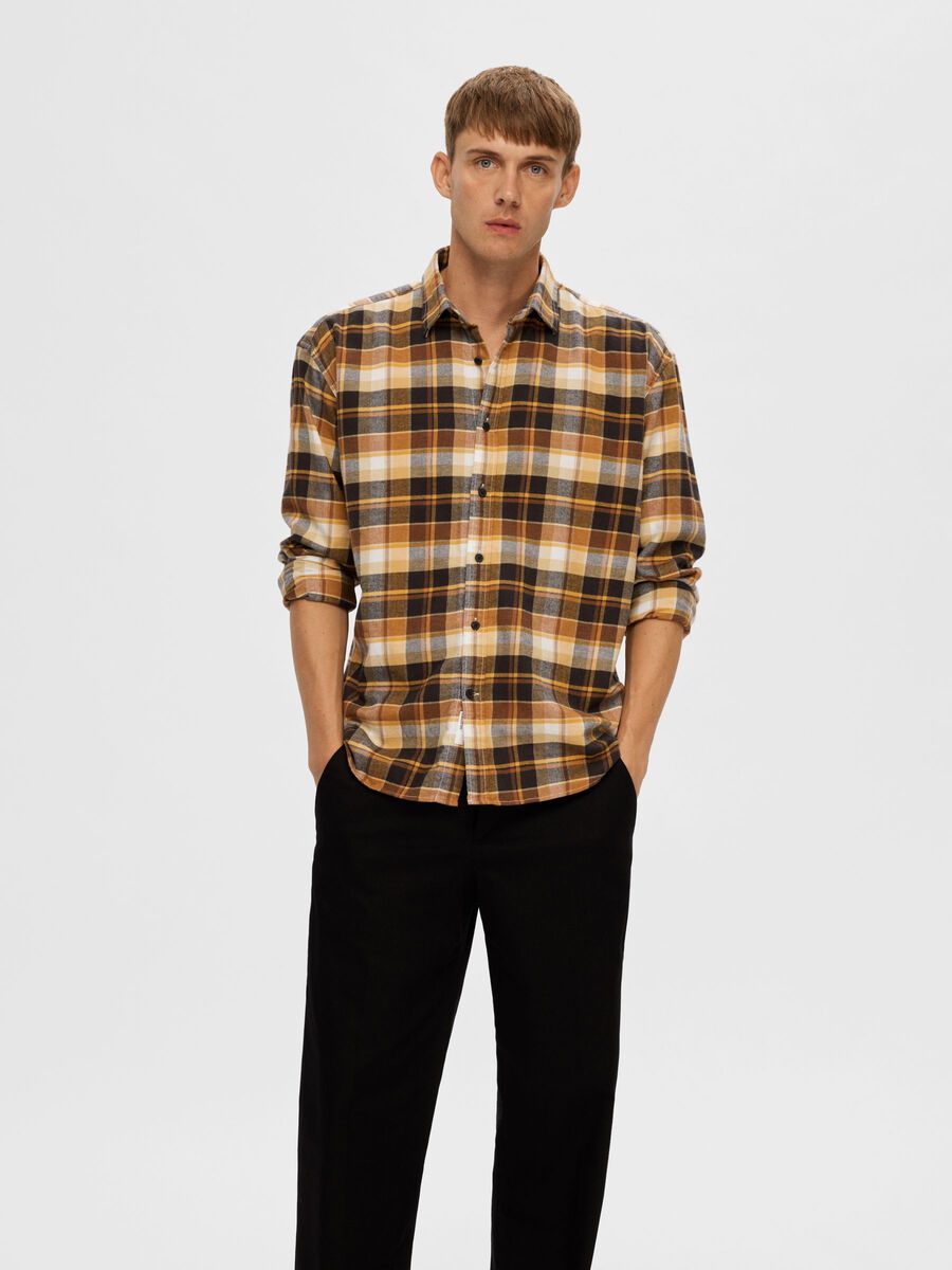 Buy Selected Homme Flannel Shirt Inca Gold - Scandinavian Fashion Store