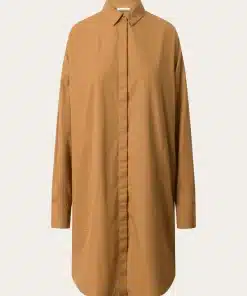 Knowledge Cotton apparel Poplin Dropped Shoulder Shirt Dress Brown Sugar