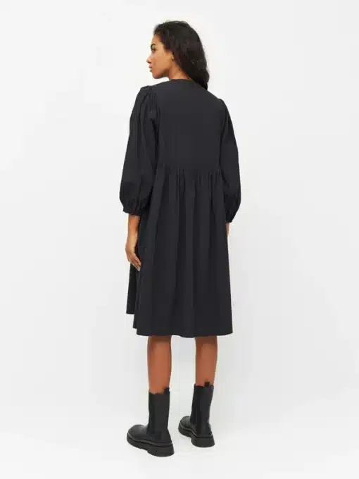 Knowledge Cotton Apparel Heavy Seersucker A-Shape Dress Black Jet