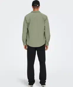 Only & Sons Solid Color Corduroy Shirt Green