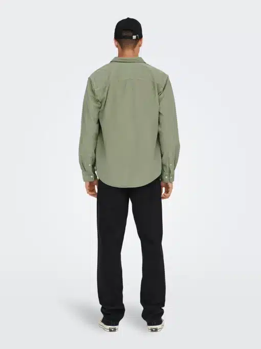 Only & Sons Solid Color Corduroy Shirt Green