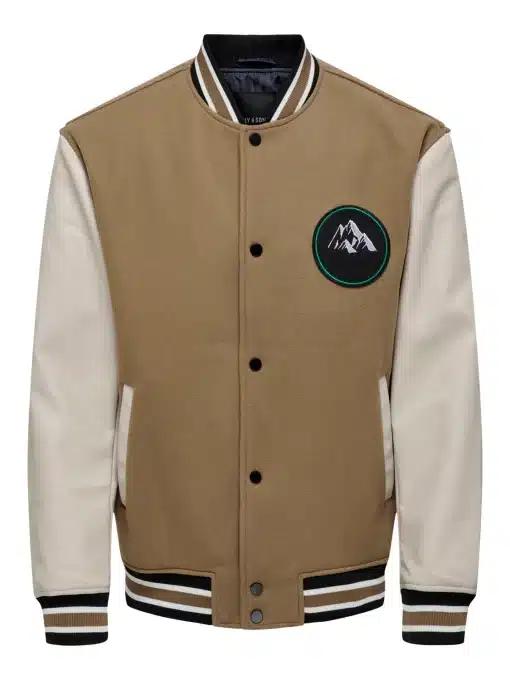 Only & Sons Jason Varsity Jacket Tobacco Brown