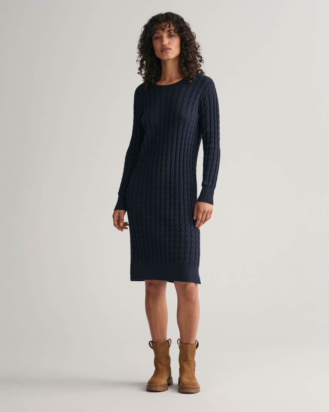 Buy Gant Woman Stretch Cotton Cable Knit Dress Evening Blue