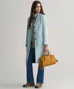 Gant Woman Wool Blend Tailored Coat Dusty Turquoise