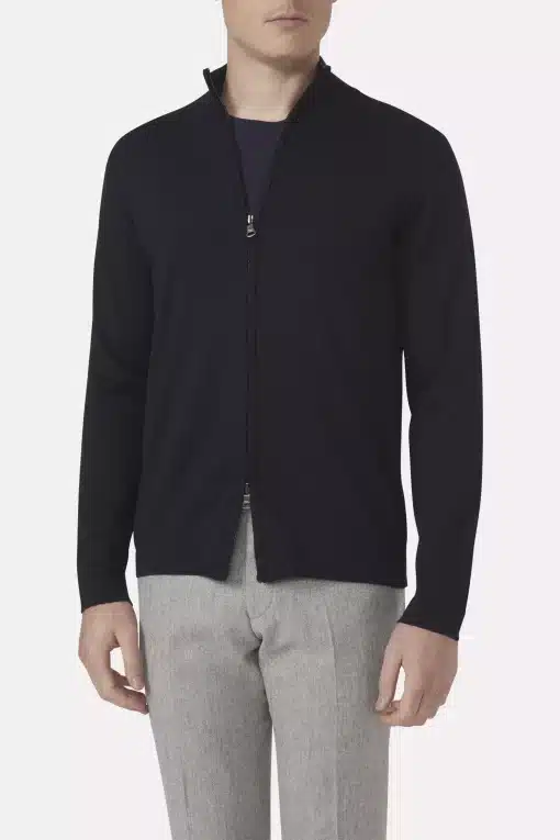 Oscar Jacobson Ariel Full Zip Sweater Dark Blue