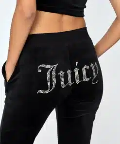 Juicy Couture Classic Velour Diamante Del Ray Pant Black