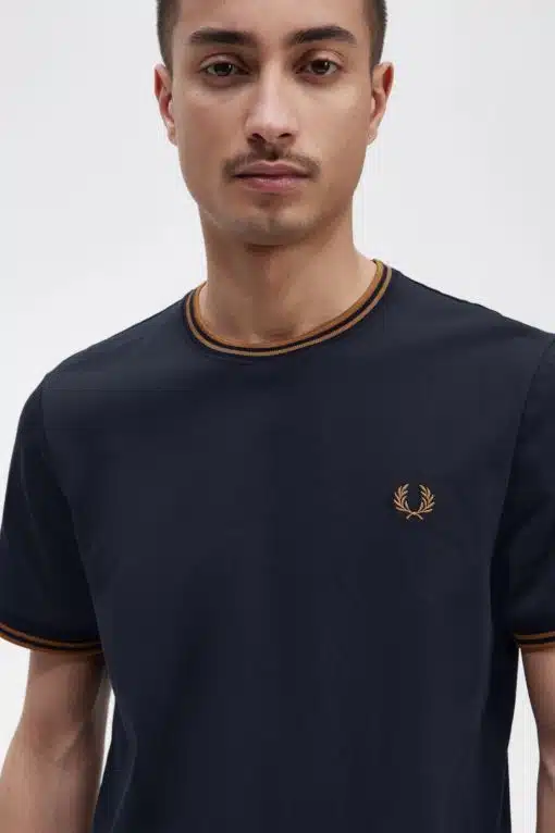 Fred Perry Twin Tipped T-shirt Navy/Dark Caramel