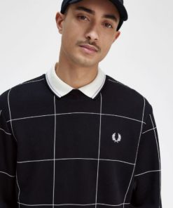 Buy Fred Perry Grid Detail Sweatshirt Black - Scandinavian Fashion