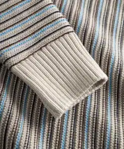 Knowledge Cotton Apparel Cotton Striped Knitted Crew Beige Stripe