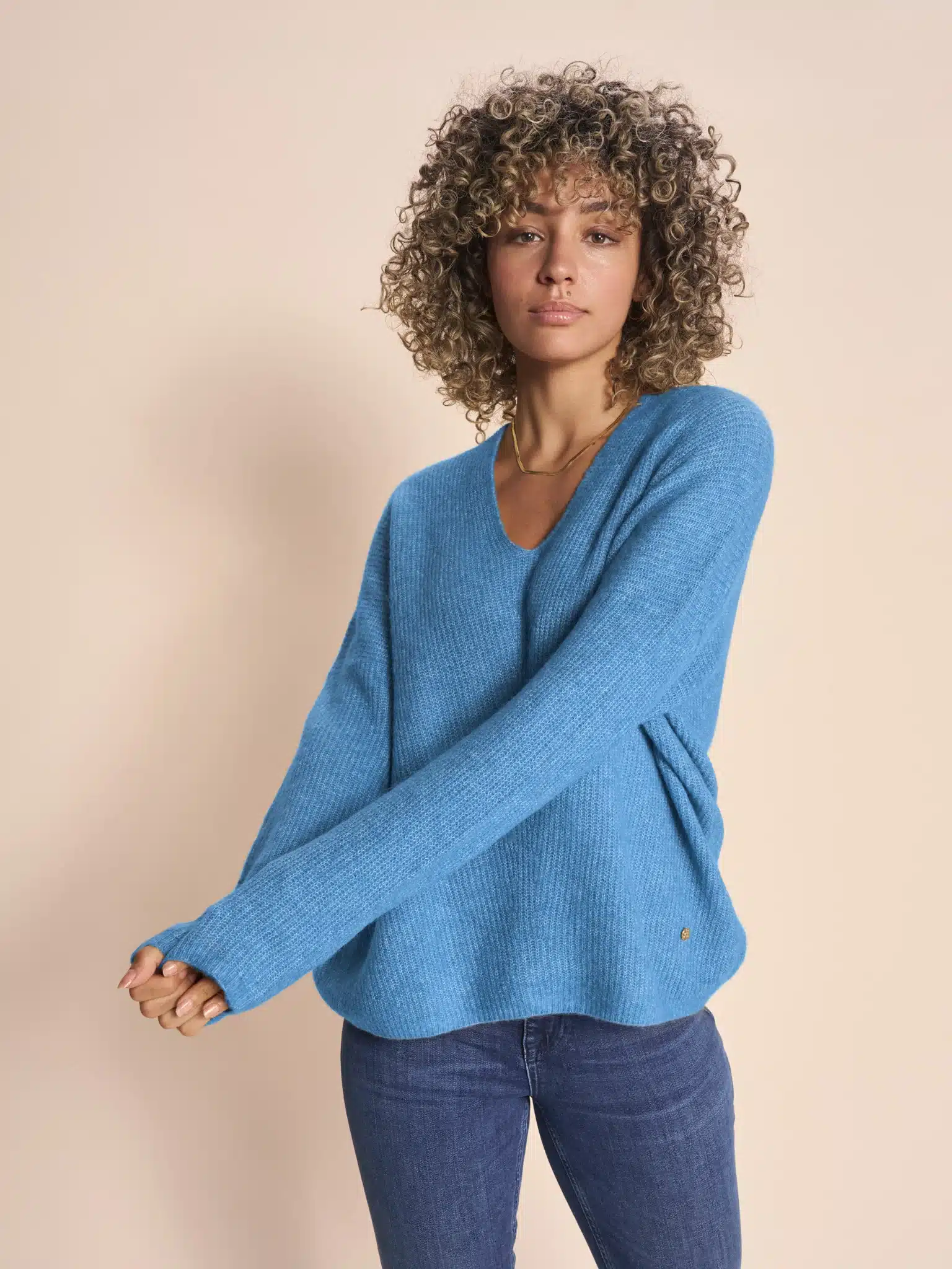 Buy Mos Mosh Thora V-Neck Knit Quiet Harbor - Scandinavian Fashion