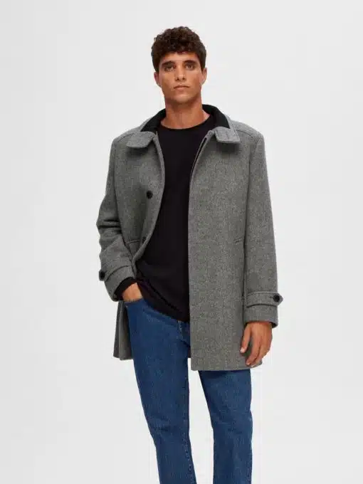 Selected Homme Wool Coat Light Grey Melange