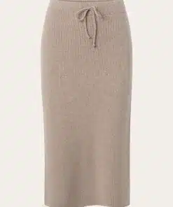 Knowledge Cotton Apparel Wool Midi Length Skirt Kelp Melange