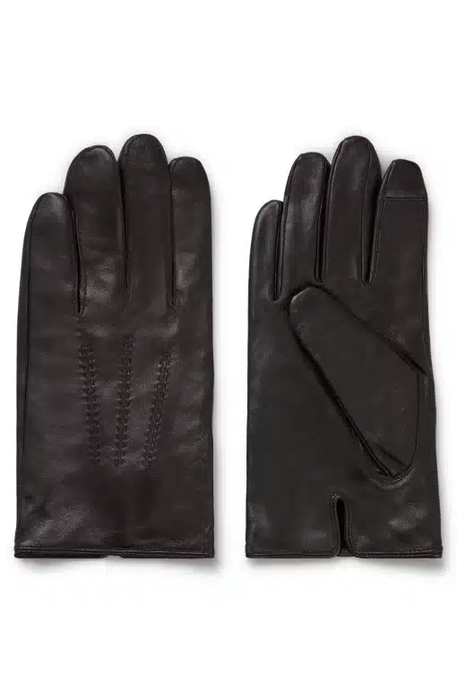 Boss Hainz Leather Gloves Dark Brown
