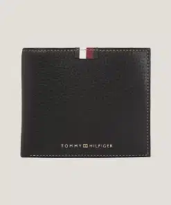 Tommy Hilfiger Premium Leather Signature Flap And Coin Wallet Black