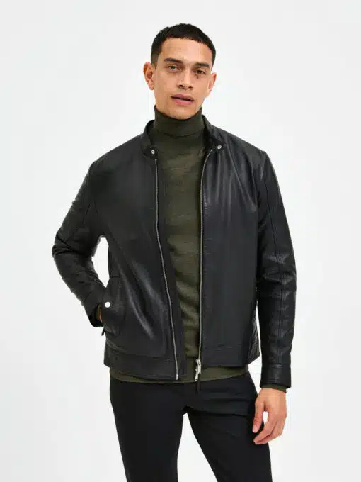 Selected Homme Archive Classic Leather Jacket Black