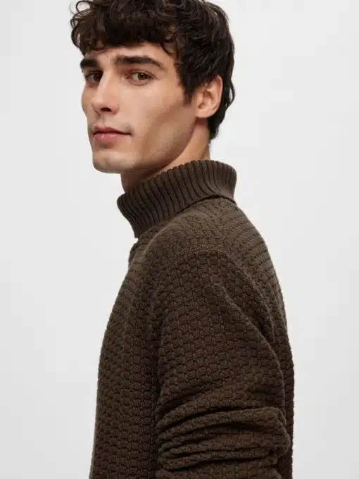 Selected Homme Thim Structure Roll Neck Knit Chocolate Torte