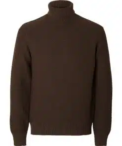 Selected Homme Thim Structure Roll Neck Knit Chocolate Torte