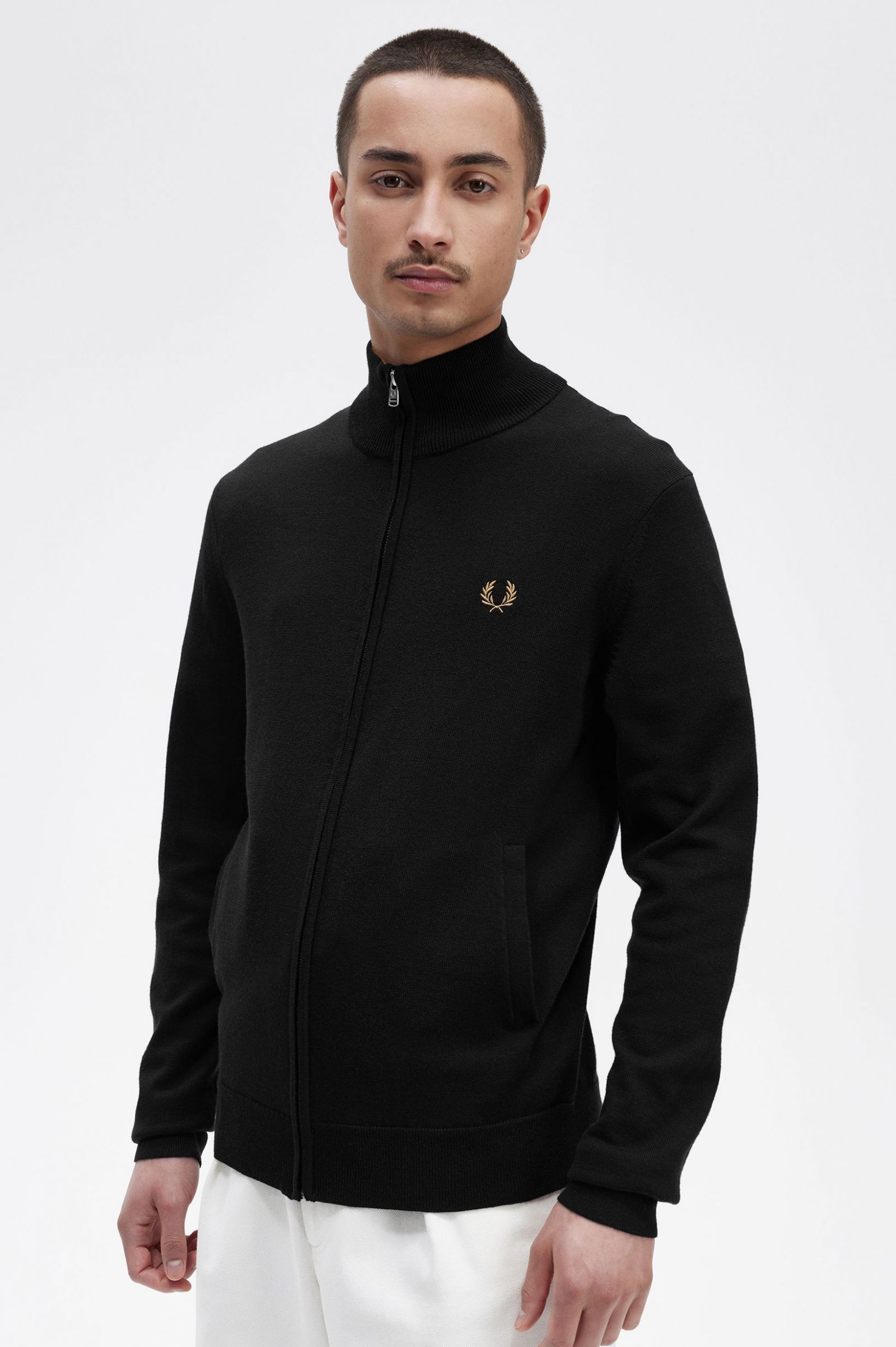 Buy Fred Perry Classic Zip Through Cardigan Black - Scandinavian