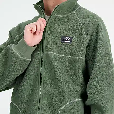Buy New Balance Athletics Polar Fleece Full Zip Deep Olive Green -  Scandinavian Fashion Store
