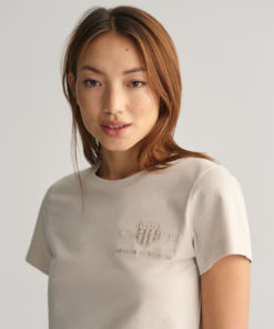Gant Woman Tonal Shield T-shirt Soft Oat