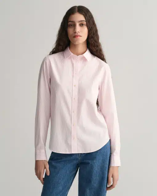 Gant Woman Reg Poplin Striped Shirt Light Pink